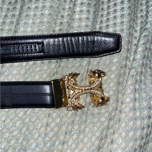 Gold and Black Men’s Dragon Buckle Belt